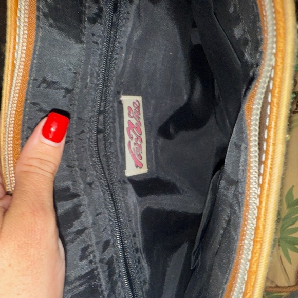 Tan and Green Tropical Tote Bag with Palm Design - Picture 4 of 5